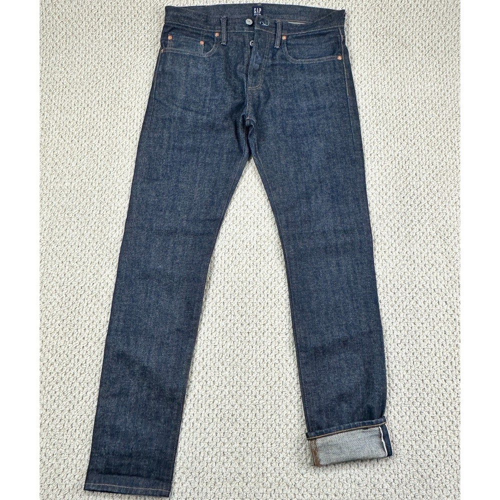 Gap Jeans Fits Mens 32x33 Blue Resin Rinse Kaihara Japanese Selvedge Denim Slim